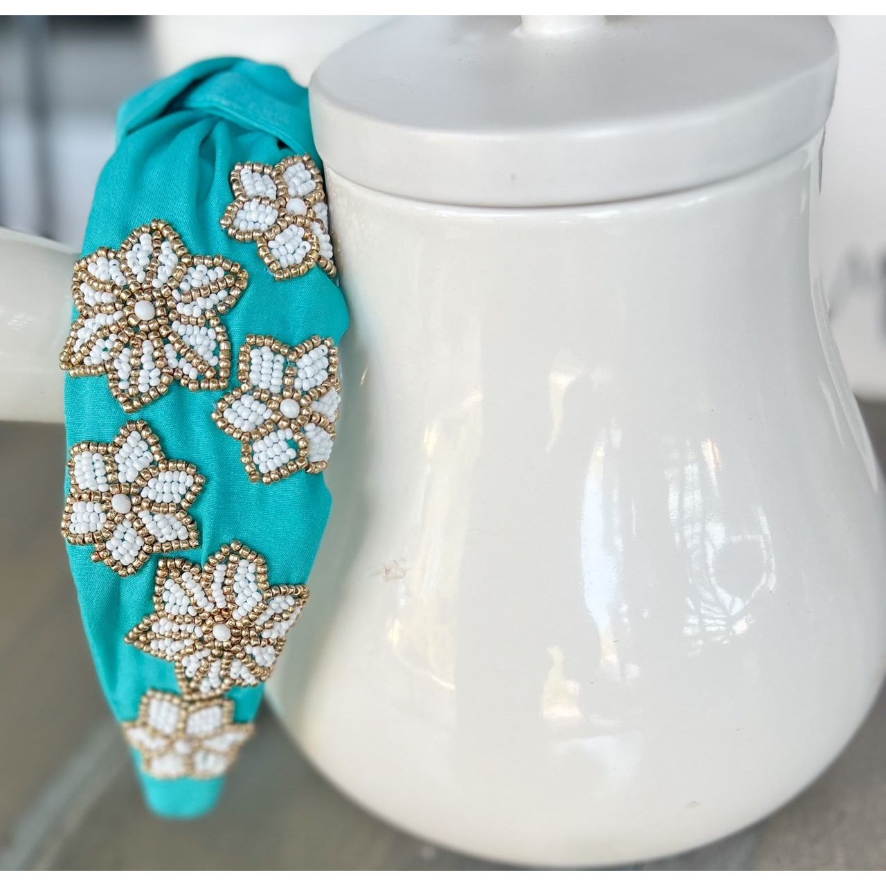 Snowflake Turquoise Beaded Headband - OBX Prep