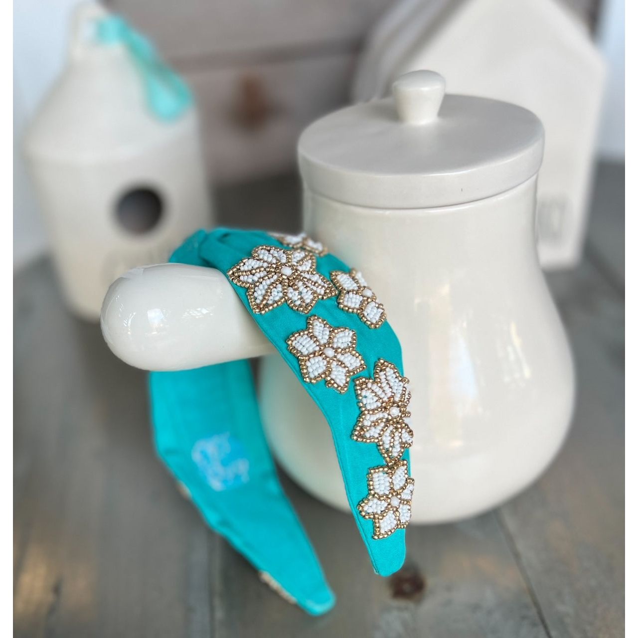 Snowflake Turquoise Beaded Headband - OBX Prep