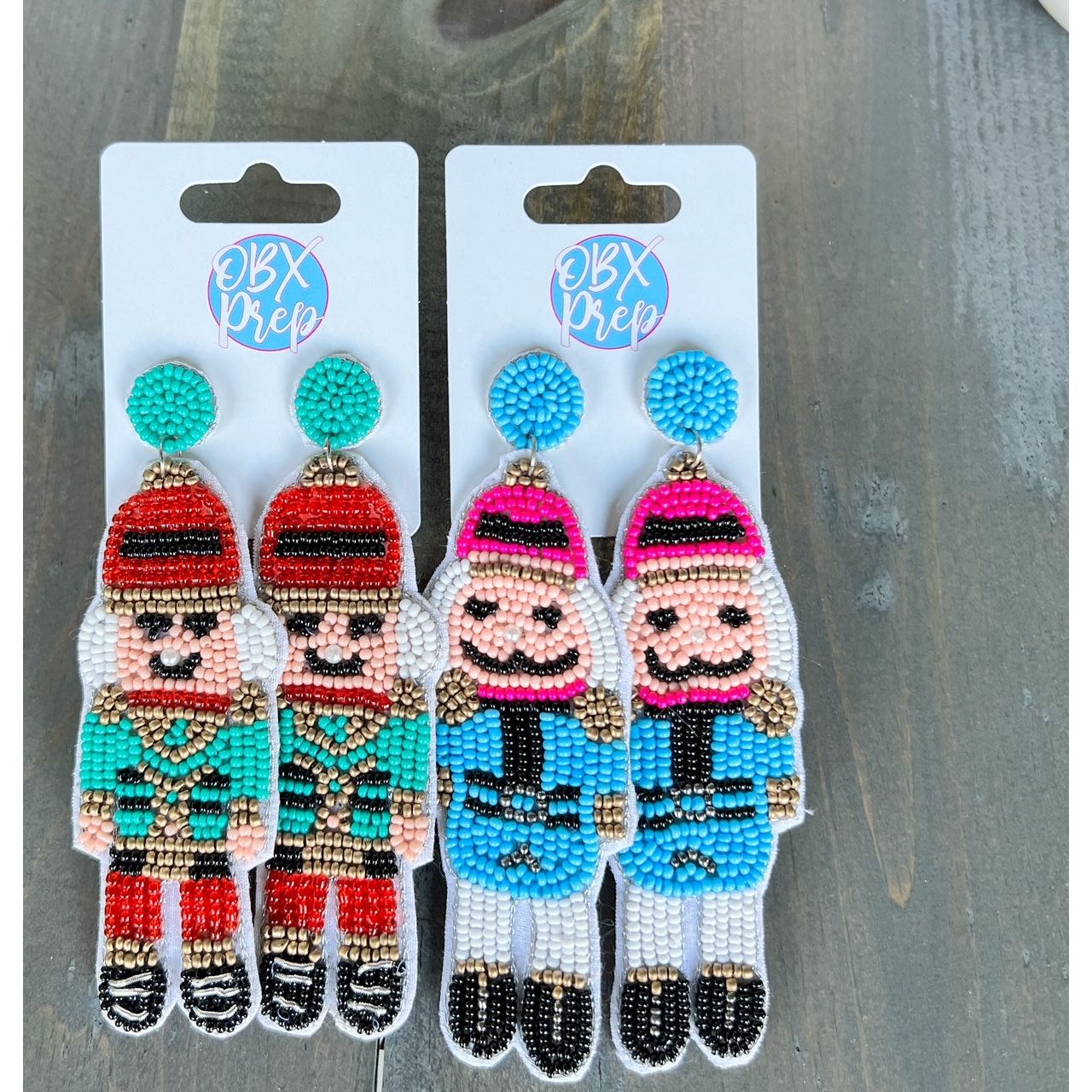 Fuschia Nutcracker Beaded Dangle Earrings - OBX Prep