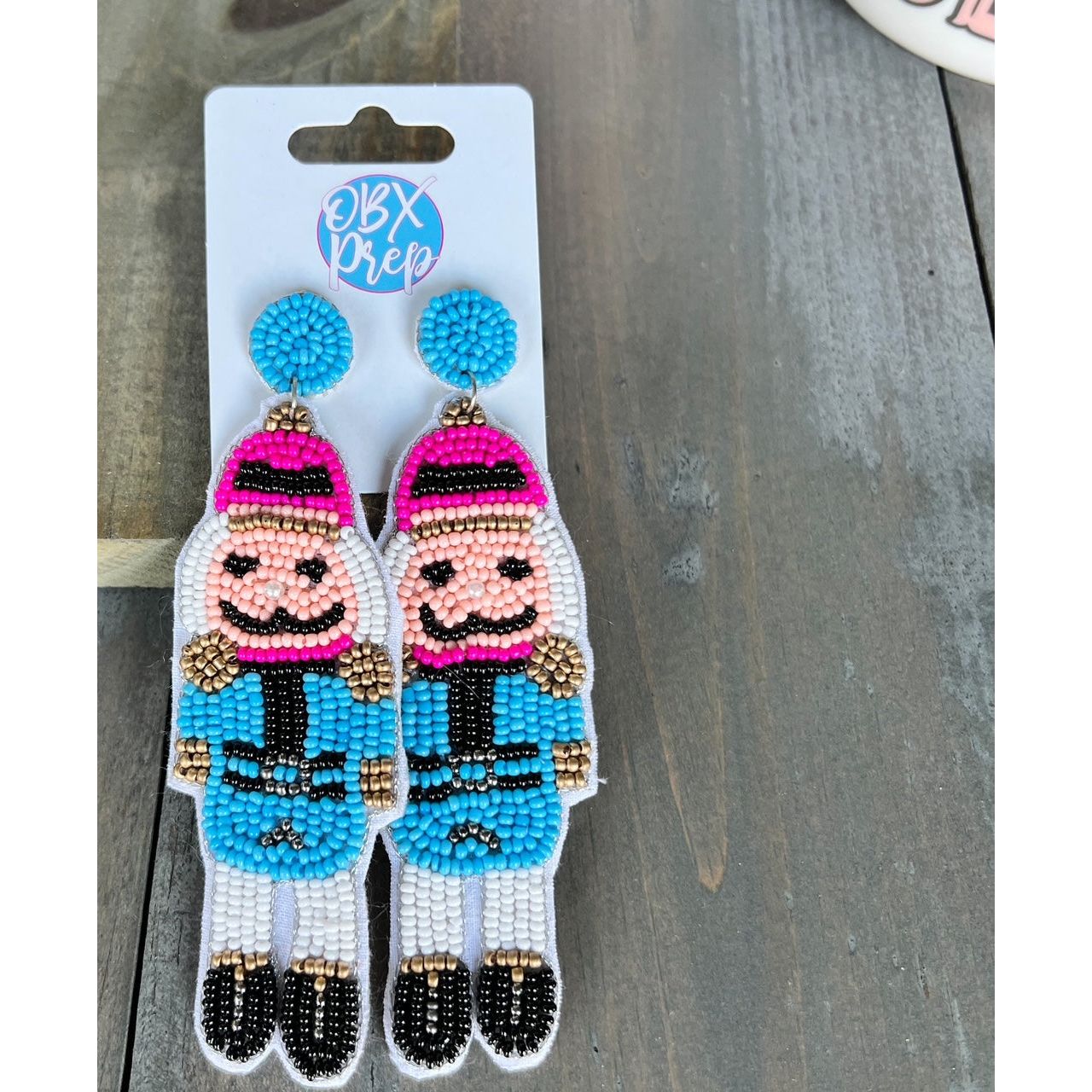 Fuschia Nutcracker Beaded Dangle Earrings - OBX Prep