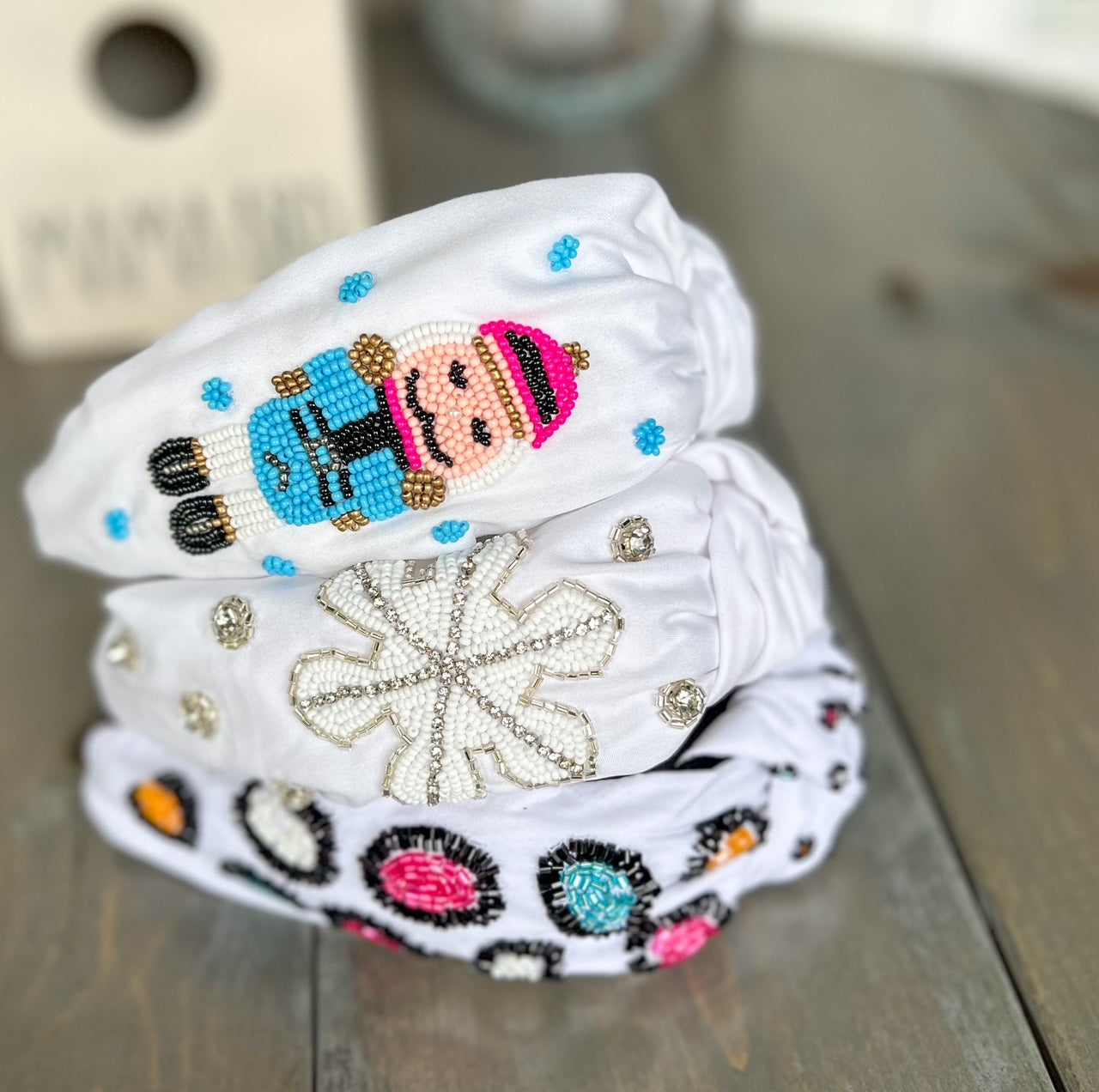 Bright Leopard Top Knot Seed Beaded Headband.