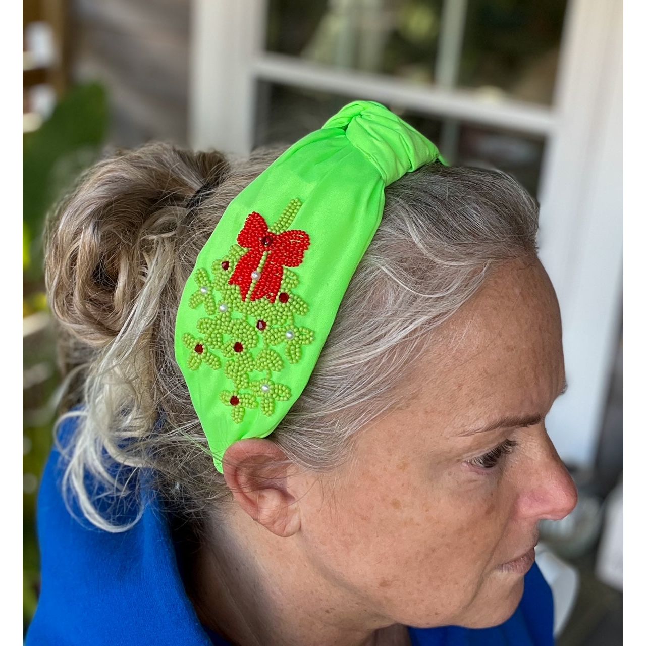 Mistletoe Christmas Seed Beaded Headband OBX Prep Exclusive S