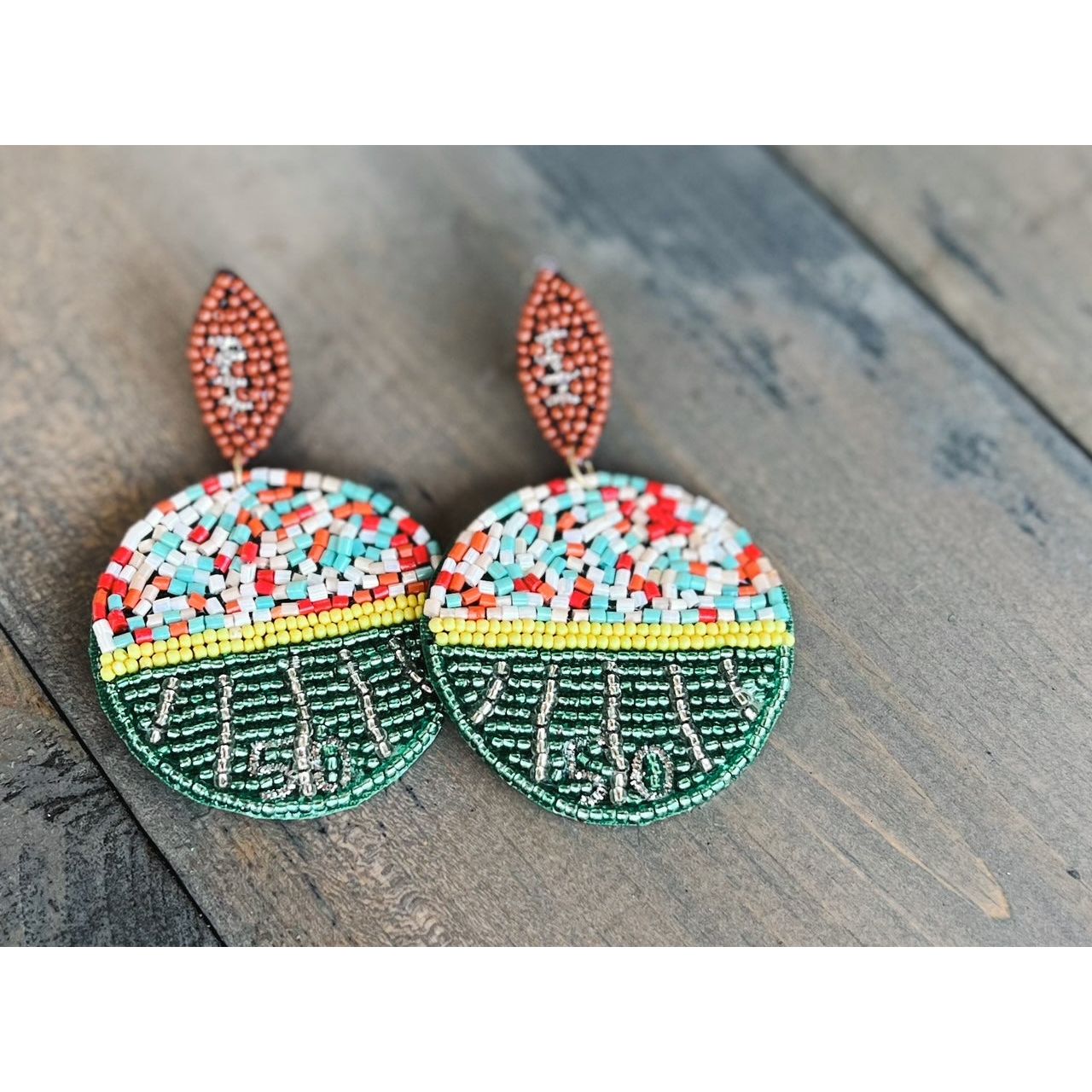 Football Stadium Beaded Dangle Earrings Restocking - OBX Prep