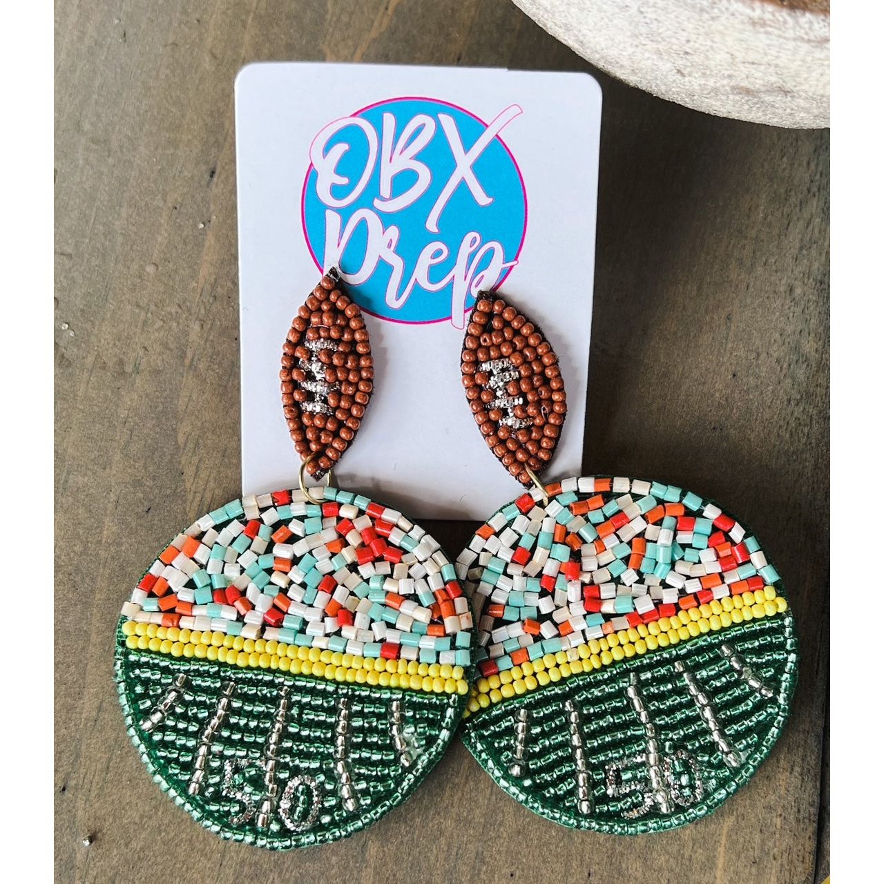 Football Stadium Beaded Dangle Earrings Restocking - OBX Prep