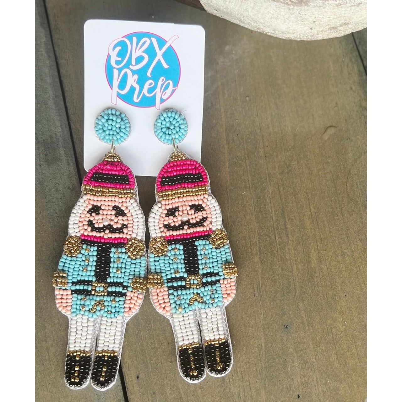 Fuschia Nutcracker Beaded Dangle Earrings - OBX Prep