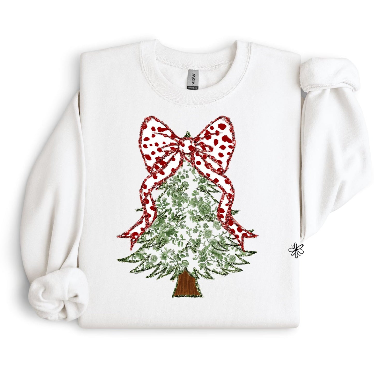 Green Floral Christmas Tree SWEATSHIRT.