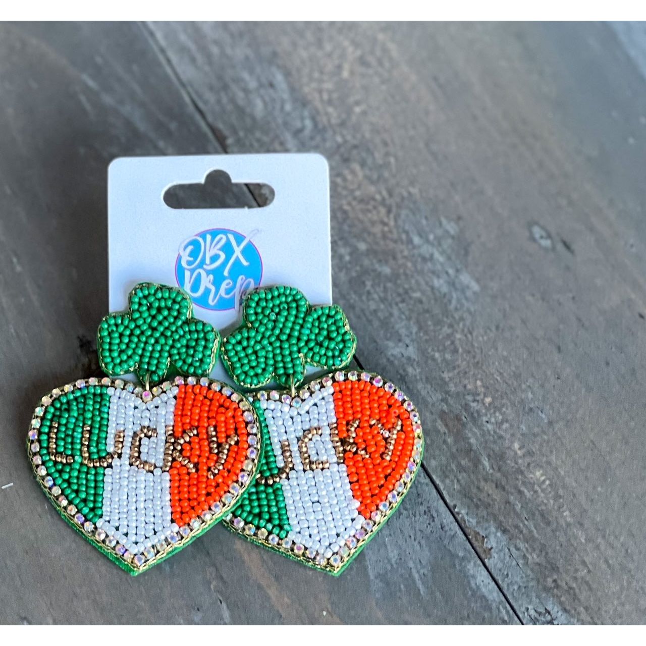 Clover St. Patrick's Day Lucky Seed Beaded Drop Earrings S