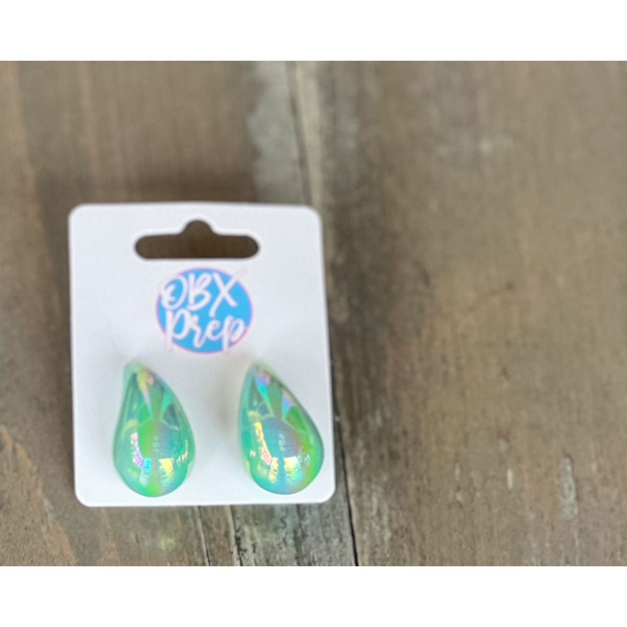 Lola Metallic Abalone Puffy Teardrop Stud Earrings WS