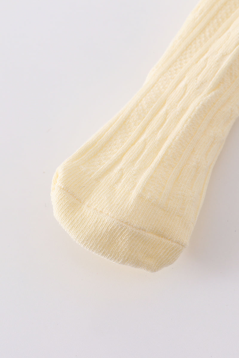 Cream knit knee high sock