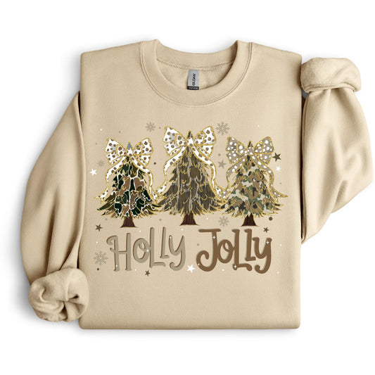 Holly Jolly With 3 Christmas Trees SWEATSHIRT.