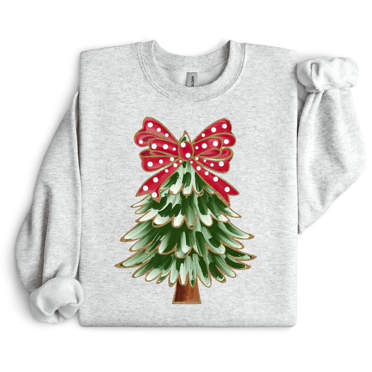 Christmas Tree With Red Bow SWEATSHIRT.