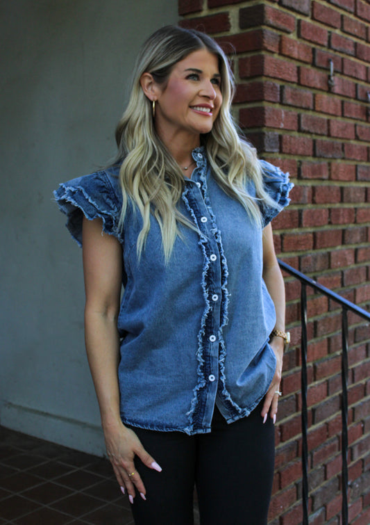 Frayed Denim Blouse RTS