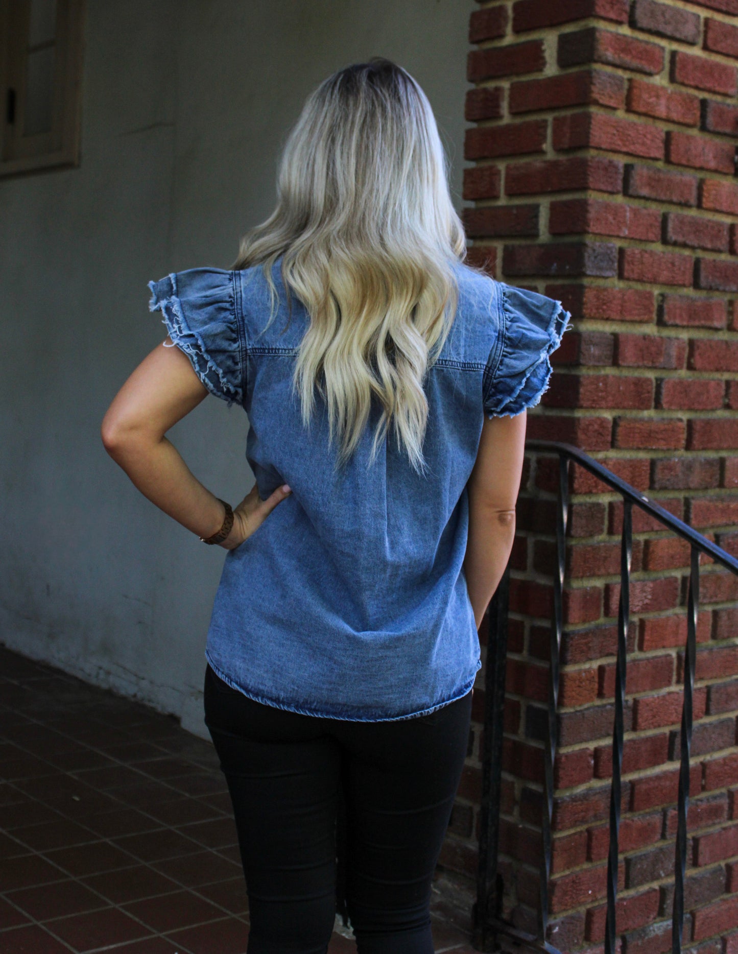 Frayed Denim Blouse RTS