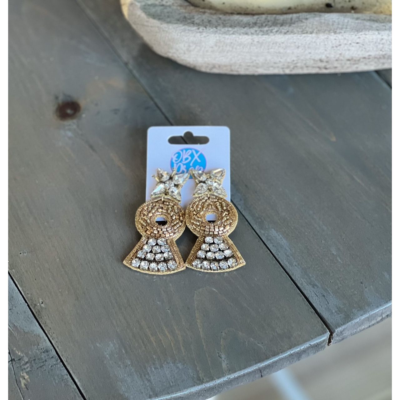 Diamond Engagement Ring Seed Beaded Drop Earrings - OBX Prep