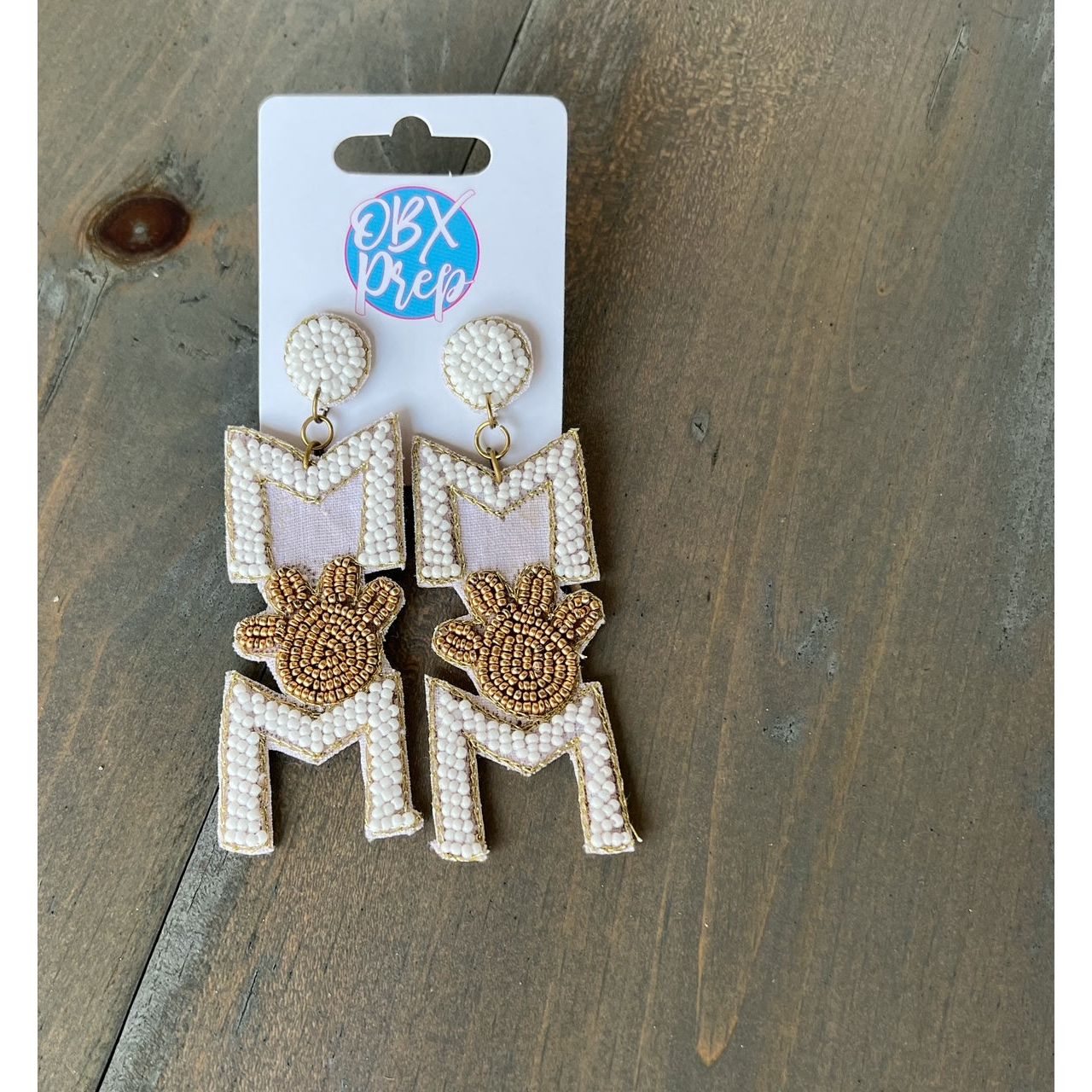 Dog Mom Paw Seed Beaded Drop Earrings - OBX Prep