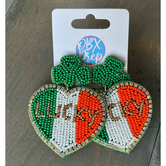 Clover St. Patrick's Day Lucky Seed Beaded Drop Earrings - OBX Prep