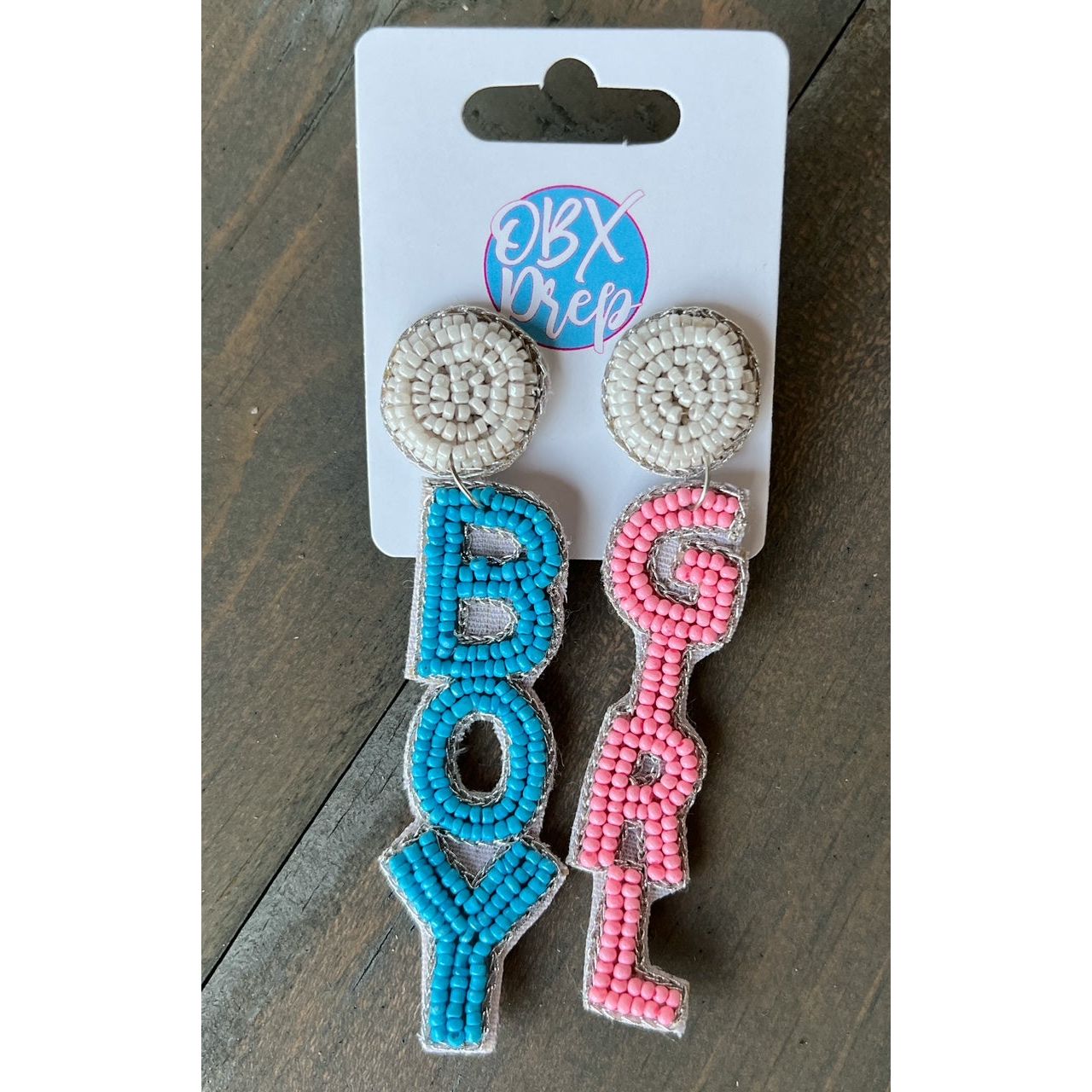 Boy and Girl Seed Beaded Dangle Earrings - OBX Prep