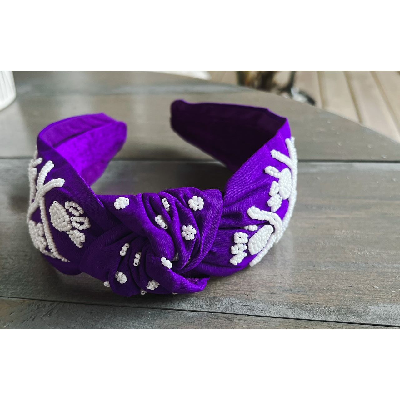 Paw Print Seed Beaded Team Spirit Top Knot Headband - OBX Prep