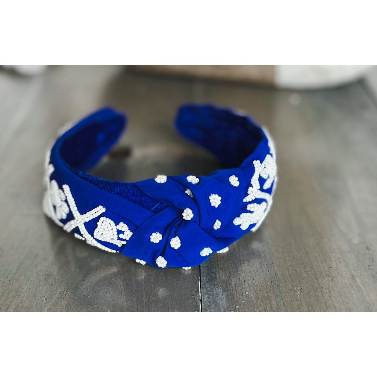 Paw Print Seed Beaded Team Spirit Top Knot Headband - OBX Prep