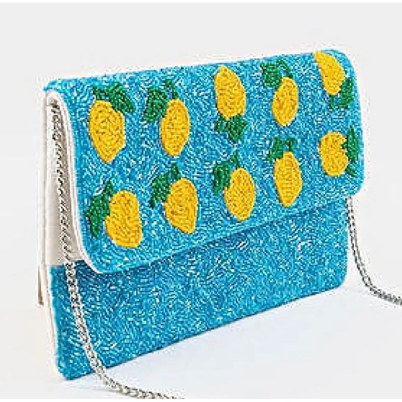 Lemon Turquoise Seed Beaded Clutch Bag - OBX Prep