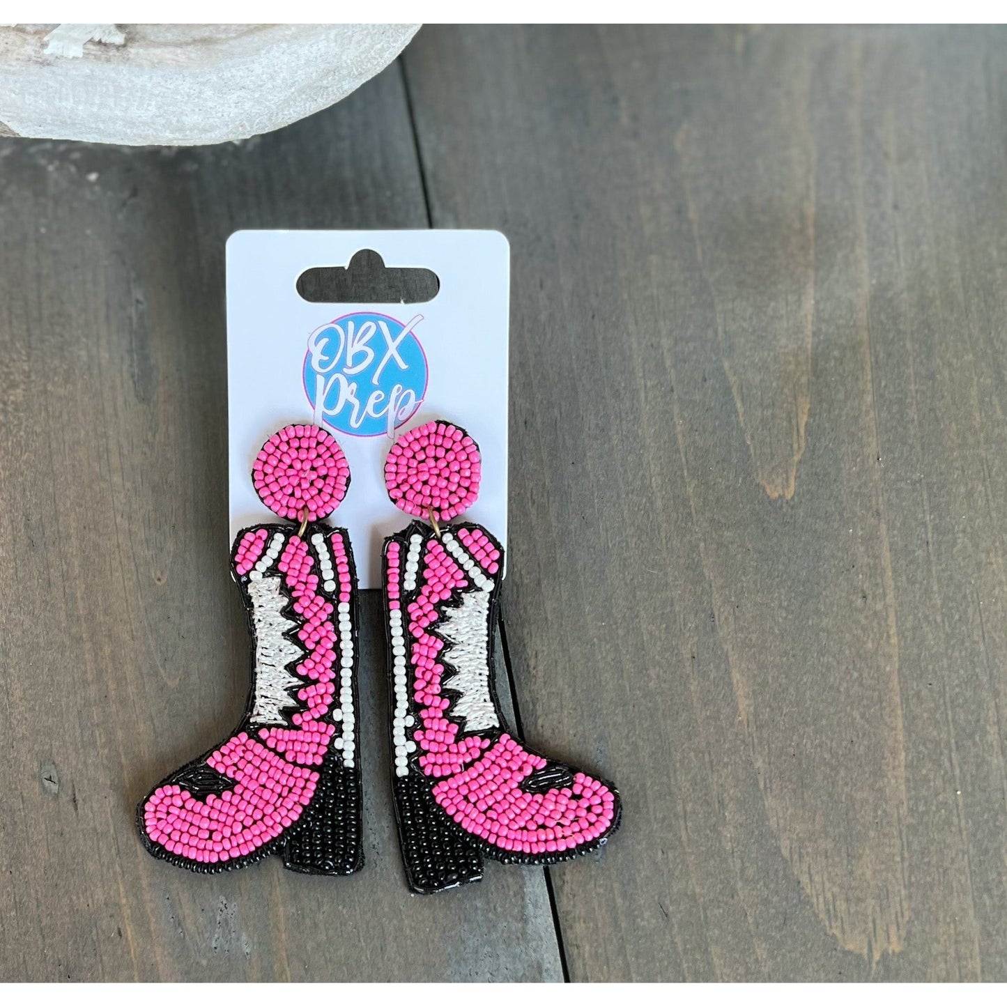 Western Boots Seed Bead Earrings - OBX Prep