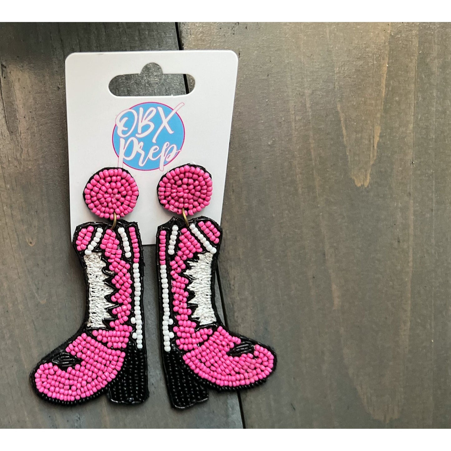 Western Boots Seed Bead Earrings - OBX Prep