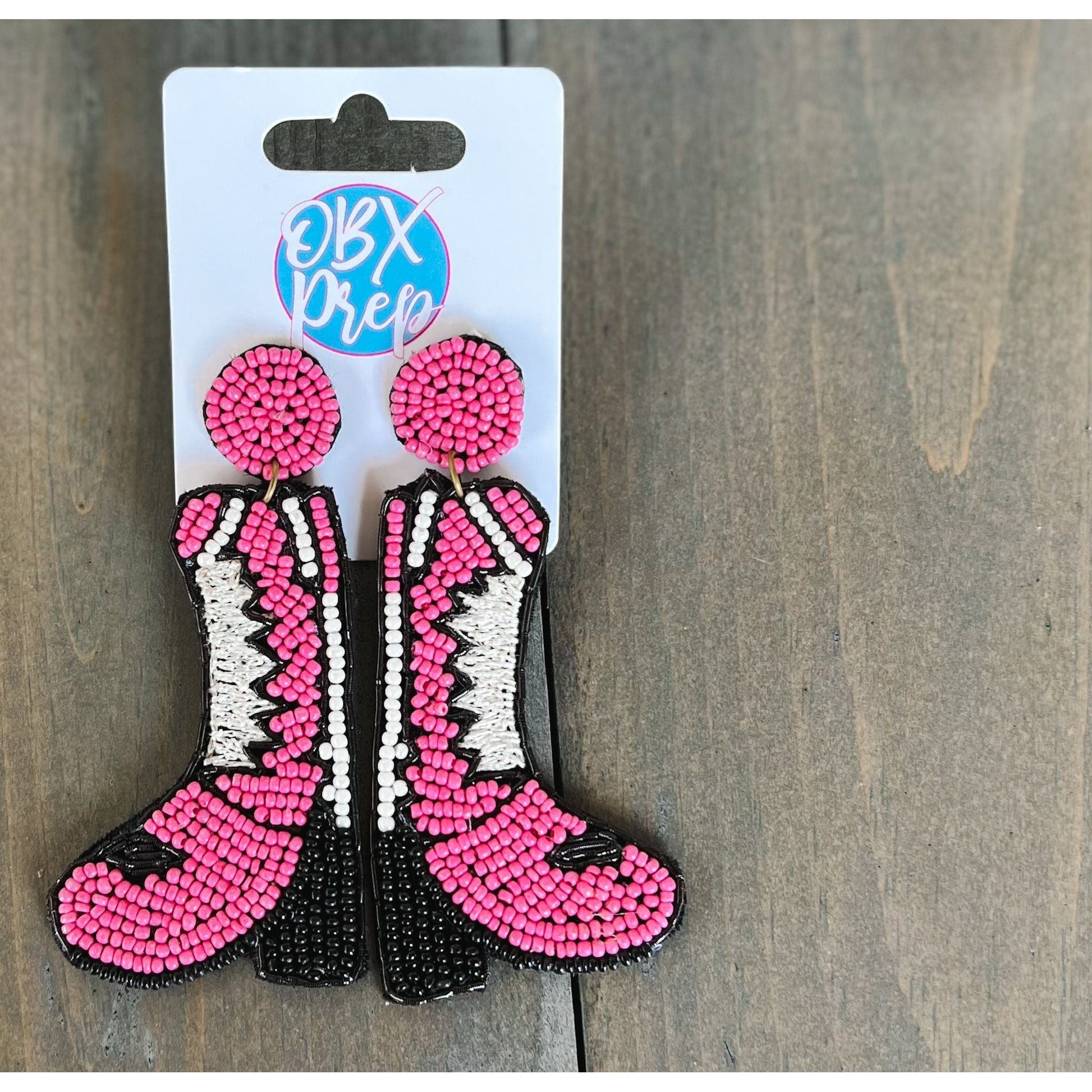 Western Boots Seed Bead Earrings - OBX Prep