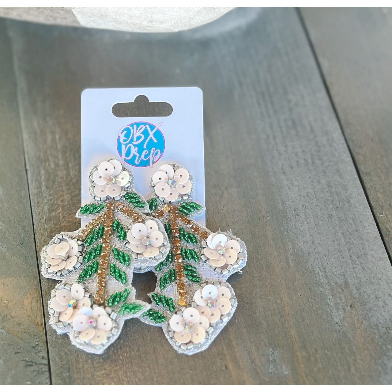 Floral Vine Seed Beaded Dangle Earrings - OBX Prep