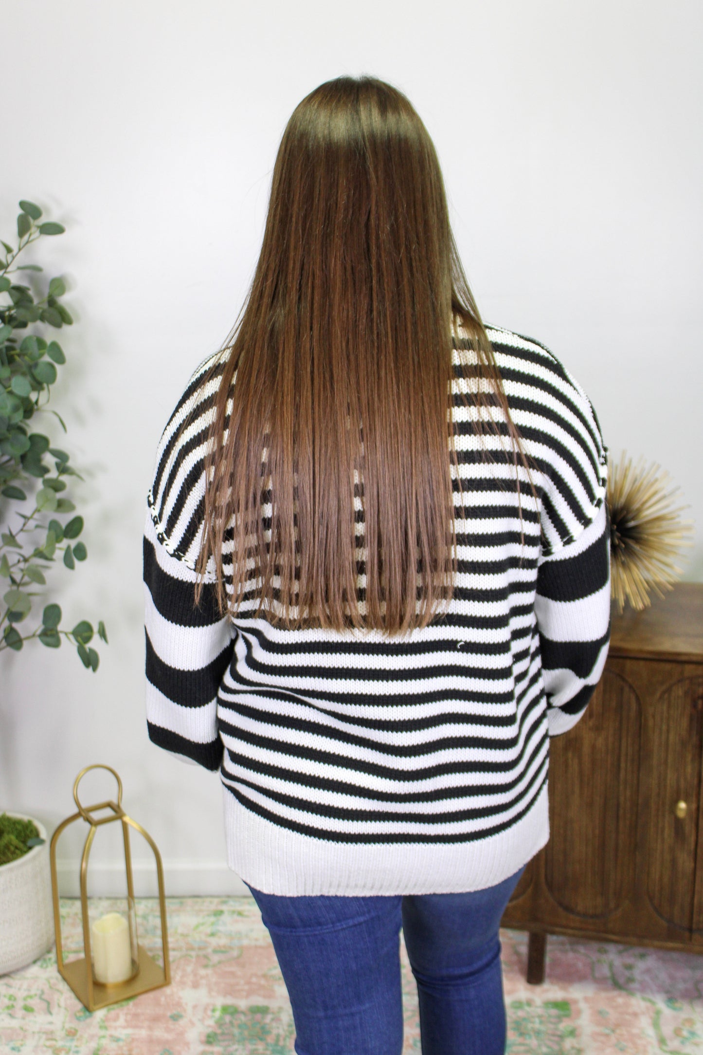 Black and White Striped Sweater RTS