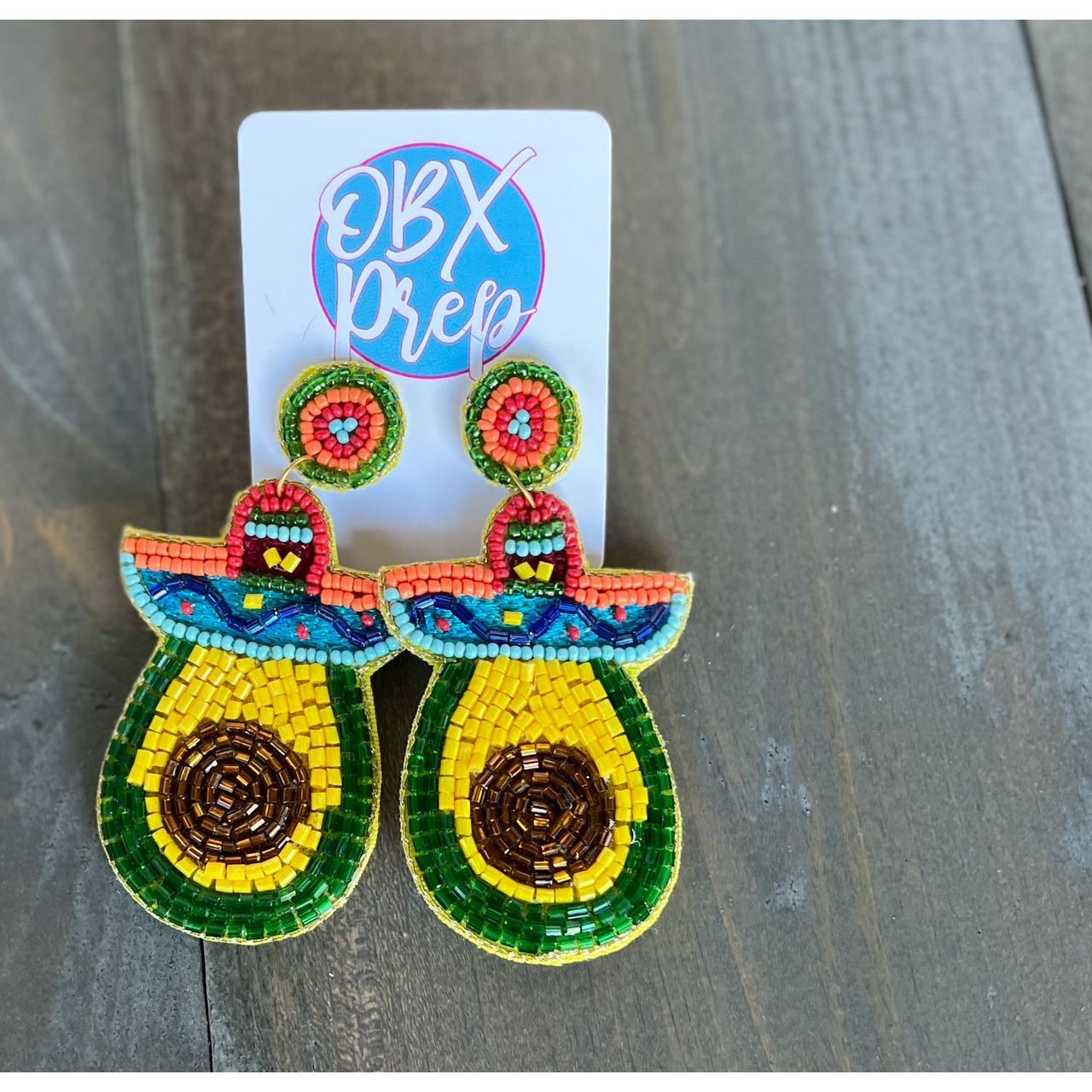 Avocado Seed Beaded Cinco de Mayo Dangle Earrings - OBX Prep