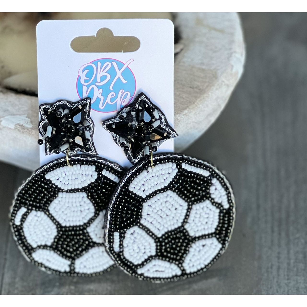 Soccer Seed Beaded Dangle Earrings - OBX Prep