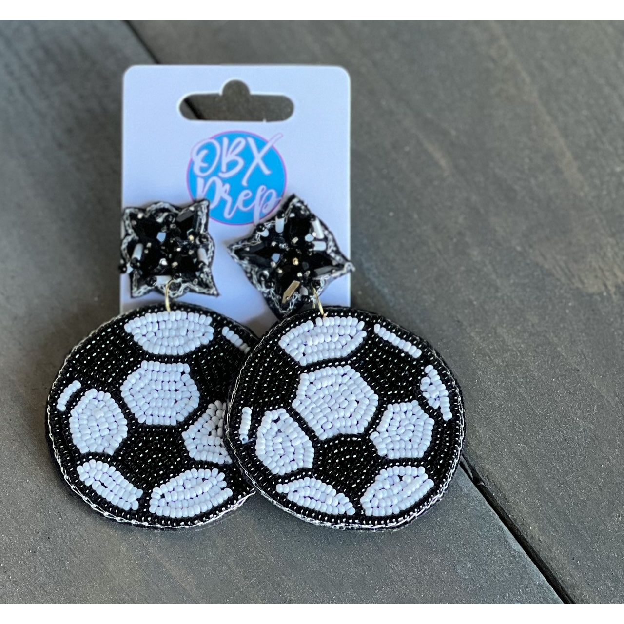 Soccer Seed Beaded Dangle Earrings - OBX Prep