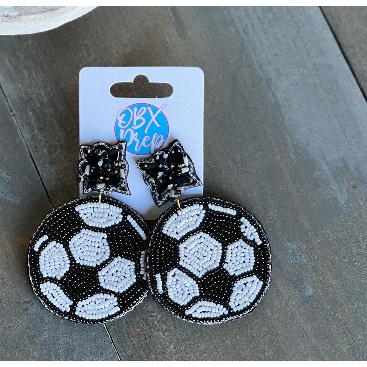 Soccer Seed Beaded Dangle Earrings - OBX Prep