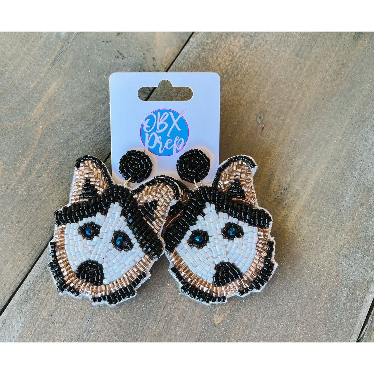 Husky Dog Mom Seed Beaded Drop Earrings - OBX Prep