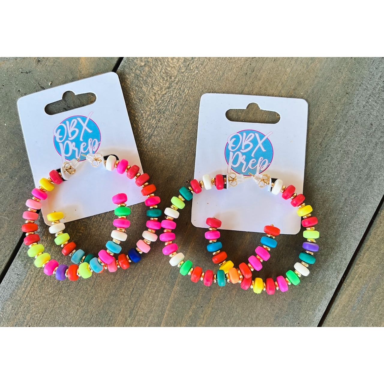 Summer Bright Colorful Beaded Hoop Earrings - OBX Prep