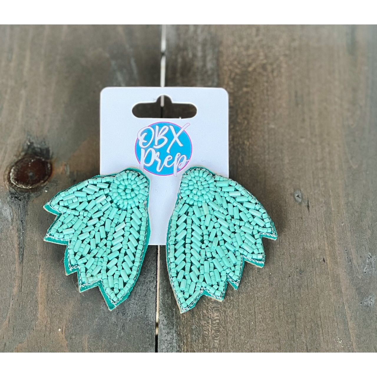 Seed Beaded Feather Felt Statement Earrings - OBX Prep