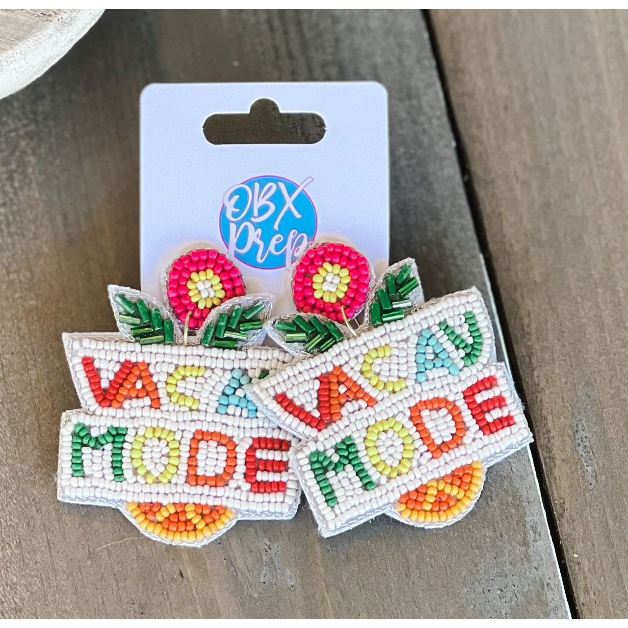 Vacay Mode Pineapple Seed Beaded Earrings - OBX Prep