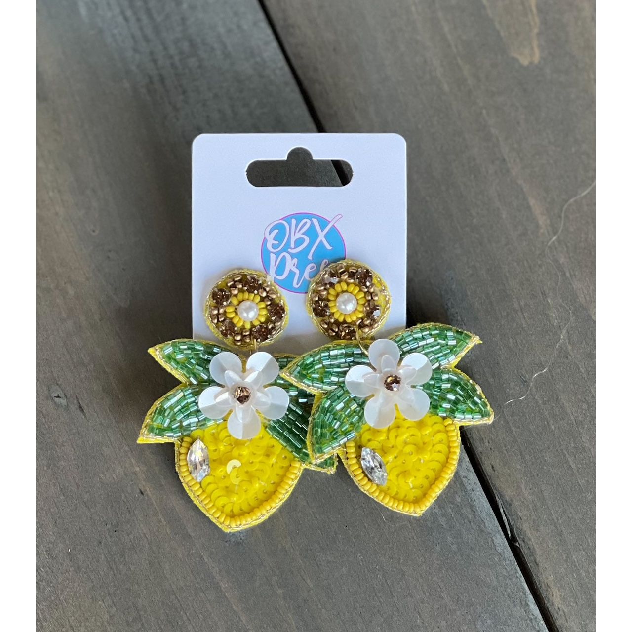 Lemon Seed Bead Dangle Earrings - OBX Prep