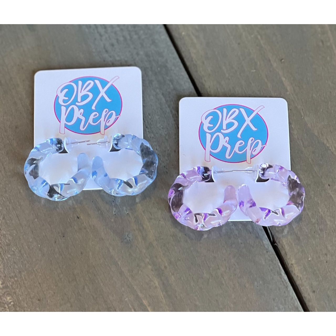 Spring Twist Color Resin Hoop Acrylic Earrings - OBX Prep