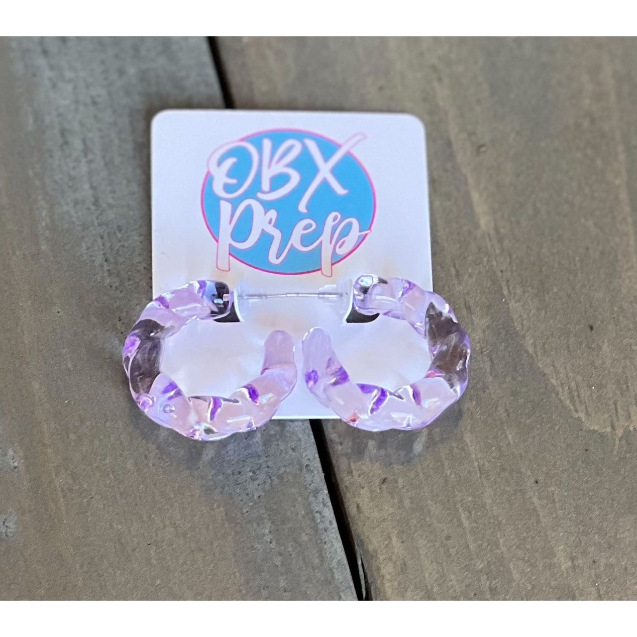 Spring Twist Color Resin Hoop Acrylic Earrings - OBX Prep