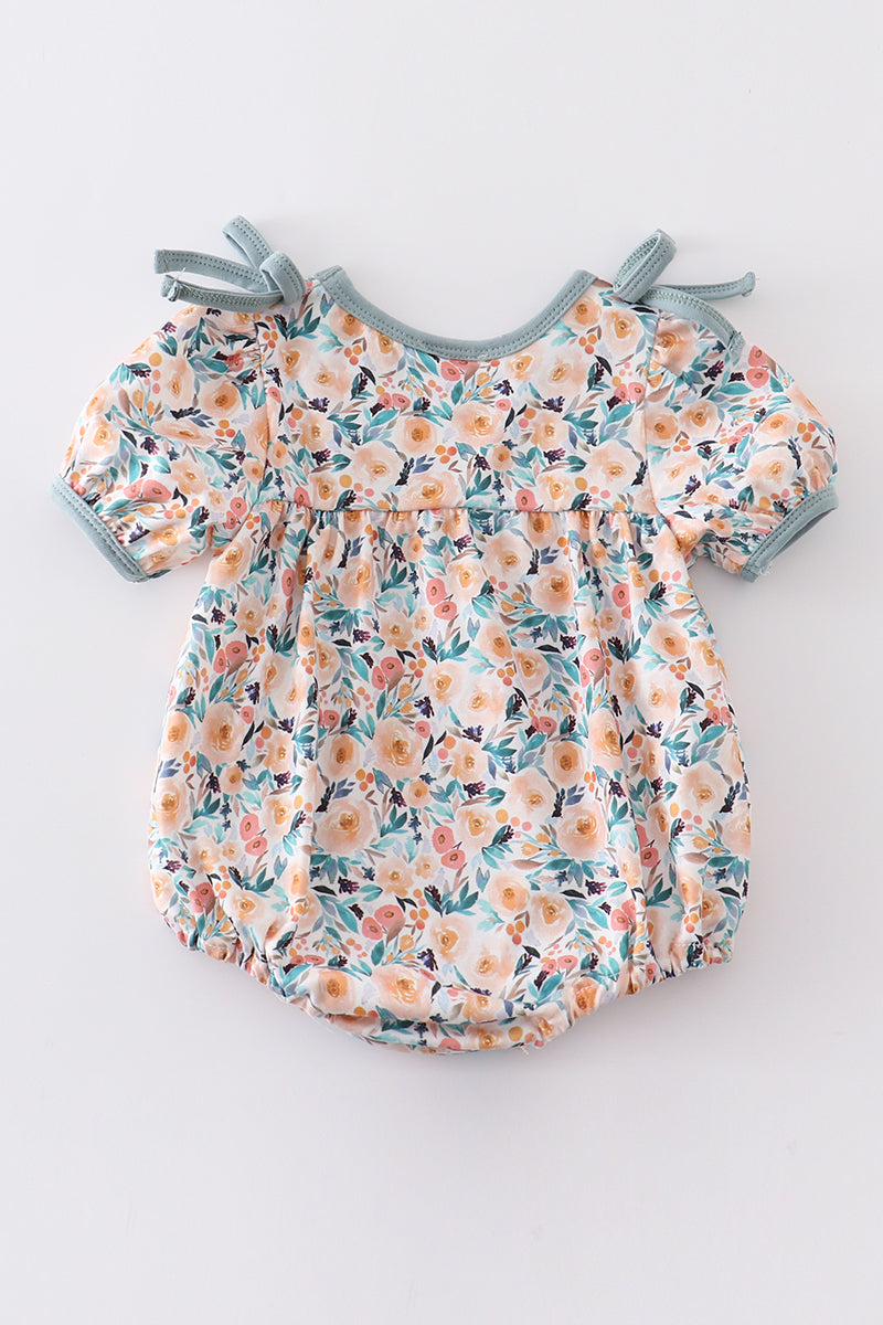Floral print baby girl bubble