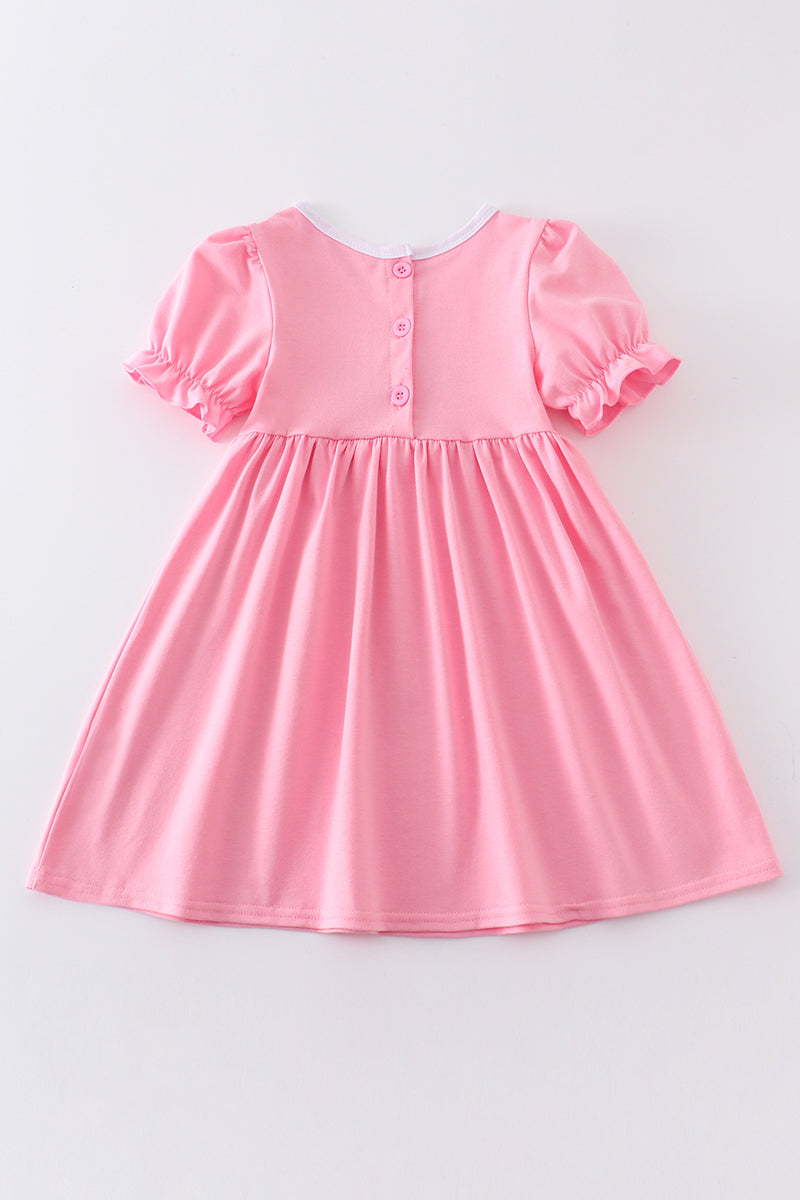 Pink train clover embroidery dress