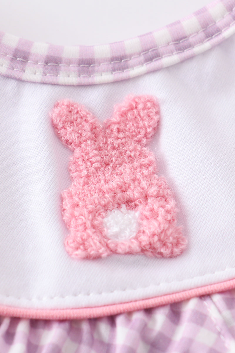 Purple easter bunny french knot girl set