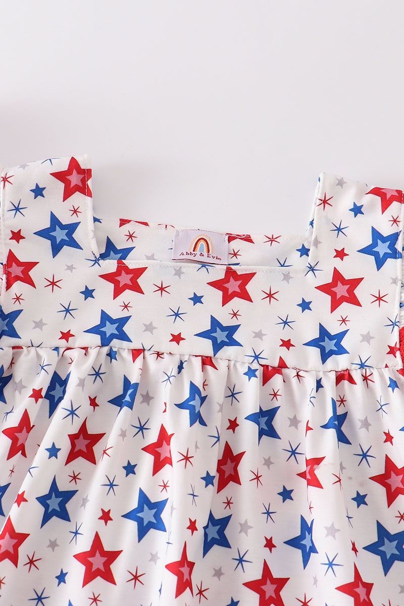 Red patriotic star print girl set