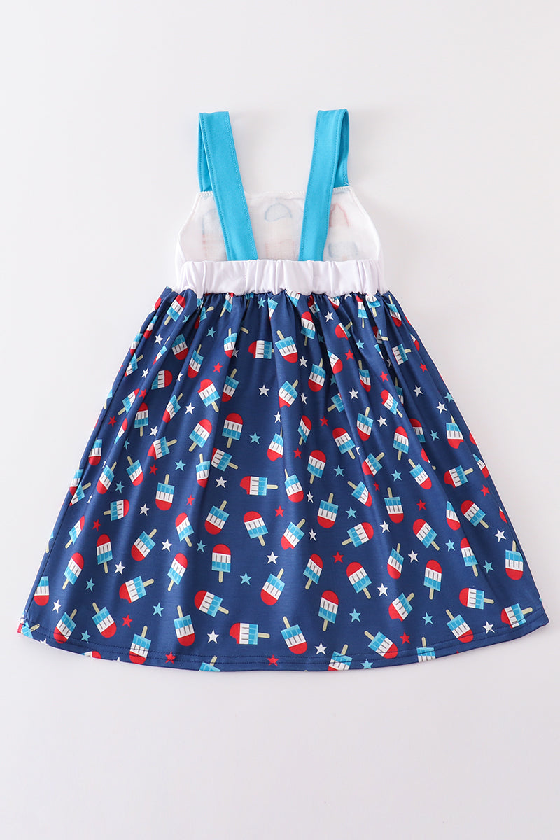 Patriotic popsicle embroidery strap dress