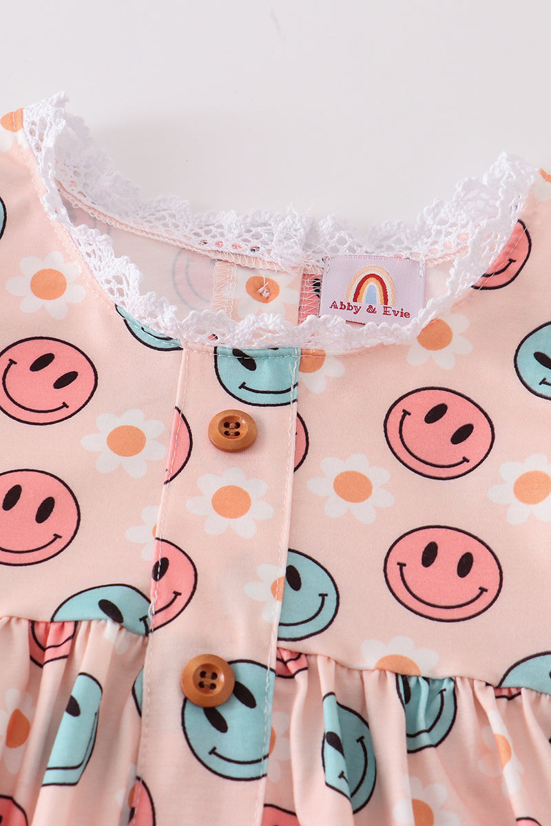 Smile face print dress