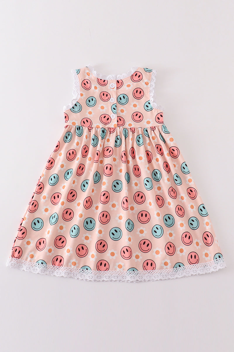 Smile face print dress