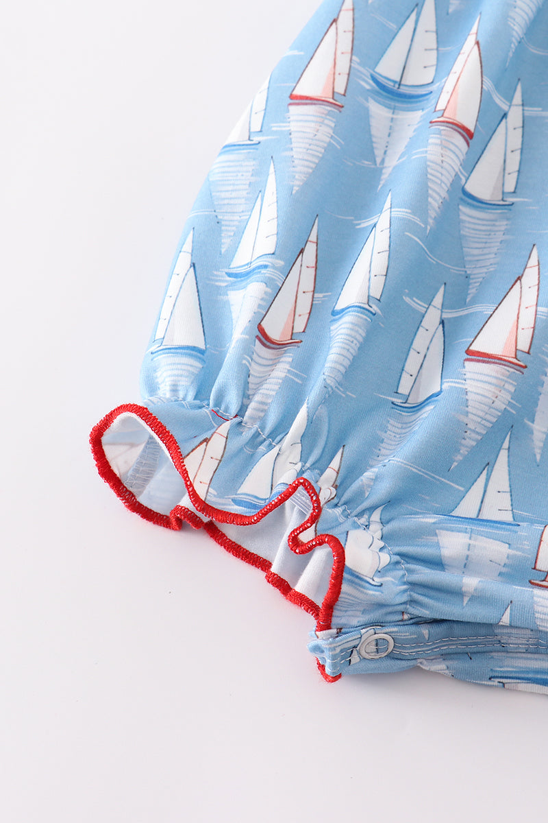 Blue sailboat embroidery bubble