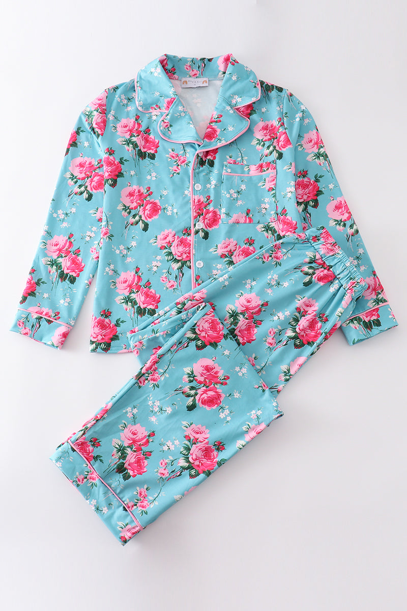 Mint floral women pajamas set