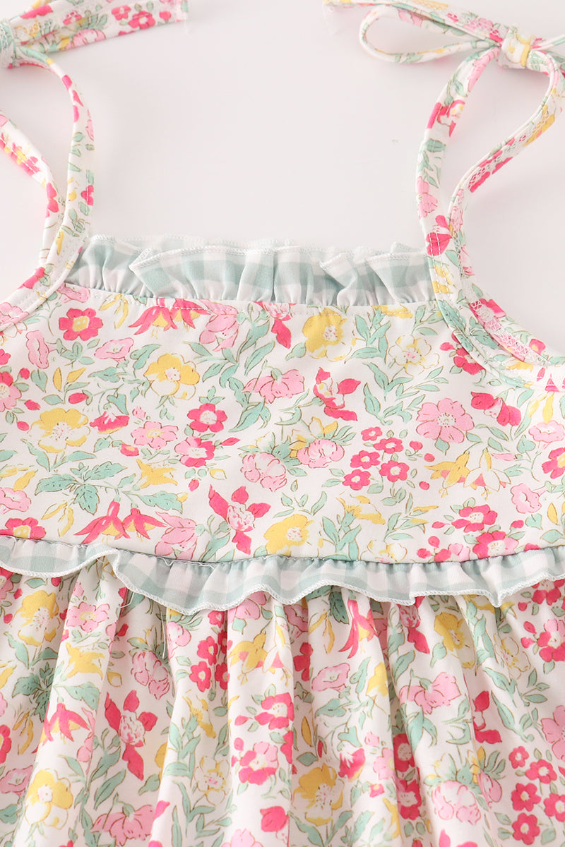 Pink floral print girl set